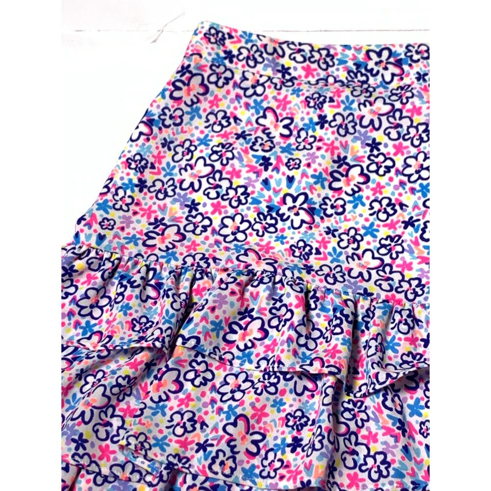 Lilly Pulitzer Womens 8 Floral Ruffle Mini Skirt Pink Blue Tiered Lined - Picture 12 of 16